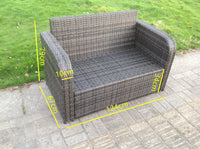 Rattan Garden Furniture Set Lounge Sofa Reclining Chair Loveseat Sofa Footstool Patio Outdoor Dark Grey