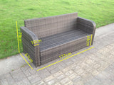 Rattan Garden Furniture Set Lounge Sofa Reclining Chair Loveseat Sofa Footstool Patio Outdoor Dark Grey