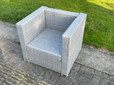 Light Grey Rattan Single Chair Patio Outdoor Garden Furniture With Thick Seat And Back Cushion