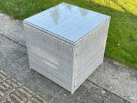 Rattan Coffee Table Cube Side Tea Table  Patio Outdoor Garden Furniture  (Dark Grey&Light Grey)