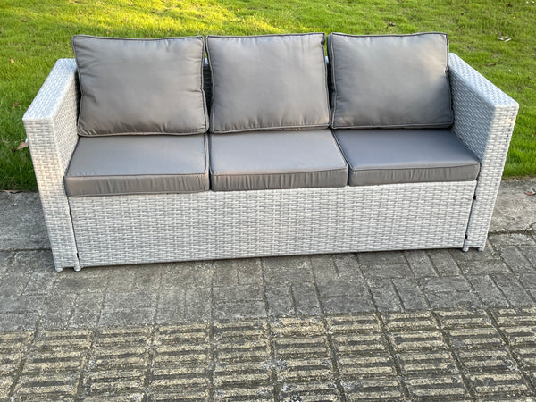 Light Grey Mixed 3 Seater Rattan Sofa Patio Conservatory Outdoor Garden Furniture Accessory