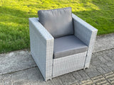 Light Grey Rattan Single Chair Patio Outdoor Garden Furniture With Thick Seat And Back Cushion