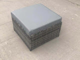 Dark Grey Mixed Rattan Footstool Patio Outdoor Garden Furniture With Dark Grey Cushion