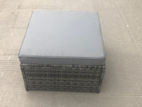 Dark Grey Mixed Rattan Footstool Patio Outdoor Garden Furniture With Dark Grey Cushion