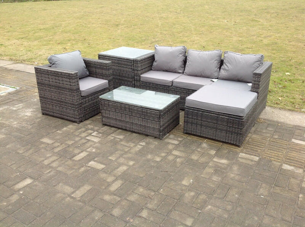5 Seats Rattan Sofa Set Coffee Table Chair Set Outdoor Garden Furniture In Grey