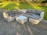 7 Seater Wicker light Grey Rattan Garden Corner Furniture Sofa Sets Outdoor Patio Furniture Coffee Table