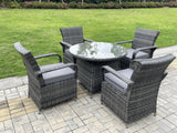 5 Option Dark Grey Mix Outdoor Rattan Garden Furniture Dining Table And Chair Set