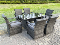 5 Option Dark Grey Mix Outdoor Rattan Garden Furniture Dining Table And Chair Set