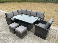 High Back Rattan Garden Furniture Sets Rising Table Dark Grey Mix 4 Options