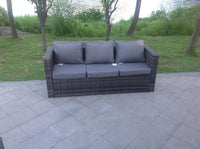 Wicker Rattan 3 Seater Sofa Garden Furniture Outdoor Dark Mixed Grey