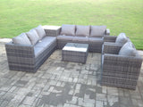8 Seater Grey Outdoor Garden Furniture Rattan Sofa Set Rain Cover Option