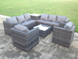 8 Seater Grey Outdoor Garden Furniture Rattan Sofa Set Rain Cover Option