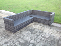 6 Seater Grey Outdoor Garden Furniture Rattan Sofa Set Oblong Coffee Table