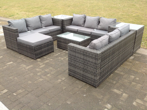 10 seater Outdoor Wicker Rattan Garden Furniture With Three Table