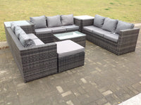 10 seater Outdoor Wicker Rattan Garden Furniture With Three Table