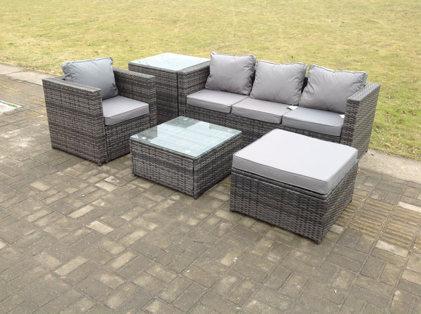 5 seater sofa coffee table& side table& foot stool (gray)