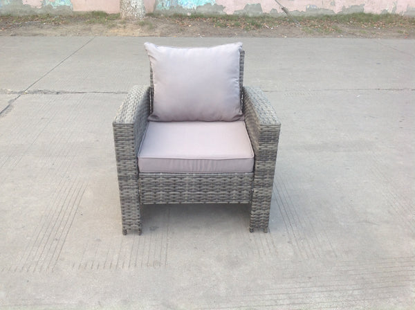 High Back Rattan Arm Chair Patio Garden Furniture With Seat And Back Cushion