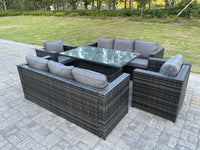 8 Seater Outdoor Rattan Garden Furniture Set Polyrattan Sofa Height Adjustable Table Sets Lounge Chairs Dark Grey