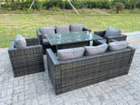 8 Seater Outdoor Rattan Garden Furniture Set Polyrattan Sofa Height Adjustable Table Sets Lounge Chairs Dark Grey