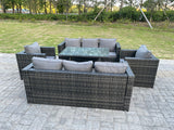 8 Seater Outdoor Rattan Garden Furniture Set Polyrattan Sofa Height Adjustable Table Sets Lounge Chairs Dark Grey