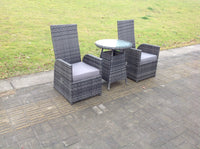 4 Option Dark Grey Mix Reclining Rattan Garden Furniture Dining Set