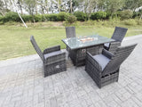 Rattan Outdoor  Garden Furniture Set Gas Fire Pit Round Rectangular Dining Table Gas Heater Reclining Chair Sets 2 4 6 seater