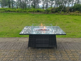 Dark Grey Rattan Fire Pit Table Dining Table Gas Heater Garden Furniture Accessory Patio
