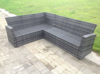 High Back Rattan Corner Sofa Set Oblong Coffee Table Outdoor Furniture dark Grey Left Option