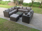 Indoor Outdoor Rattn Garden Furniture Sofa Set Table Chair Footstool Dark Grey Mixed