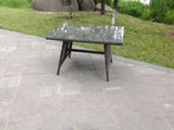 Dark Grey Mixed Rattan Dining Table Garden Furniture With Clear Tempered Glass