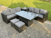 8 Seater Wicker Rattan Garden Furniture Rising Table Sets Footstool Extra Side Table