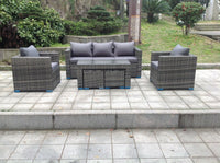 Wicker Rattan Garden Furniture Sofa Sets Outdoor Patio Coffee Table With Stools grey mixed