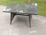 Dark Grey Mixed Rattan Dining Table Garden Furniture With Clear Tempered Glass