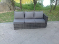 Grey Rattan Sofa Outdoor Garden Furniture Coffee Table Set Patio With Cushions With Extra Chair