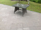 Dark Grey Mixed Rattan Dining Table Garden Furniture With Clear Tempered Glass