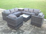 Dark mixed Grey Outdoor Rattan Garden Furniture Set Corner Sofa 2 Tables With 2 chairs