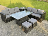 8 Seater Wicker Rattan Garden Furniture Rising Table Sets Footstool Extra Side Table