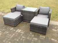 Rattan Sofa Chair Footstool Garden Patio Furniture Set with Coffee Table 4 seater