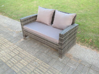2 Seater Rattan Loveseat Sofa Patio Outdoor Garden Furniture With Thick Seat And Back Cushion
