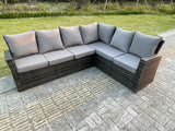 High Back Rattan Garden Furniture Corner Sofa Sets Adjustable Rising Table Dark Mixed Grey 8 seater right corner