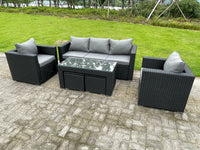 Wicker Rattan Garden Furniture Sofa Sets Outdoor Patio Coffee Table With Stools black