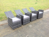 Dark Grey Mixed Outdoor Wicker Rattan Garden Furniture Reclining Chair And Table Dining Sets 4 Seater Round Table