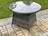 Dark Grey Mixed Outdoor PE Wicker Rattan Garden Furniture Reclining Chair And Table Dining Sets 6 Seater Round Table