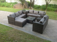 Indoor Outdoor Rattn Garden Furniture Sofa Set Table Chair Footstool Dark Grey Mixed