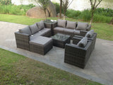 Indoor Outdoor Rattn Garden Furniture Sofa Set Table Chair Footstool Dark Grey Mixed