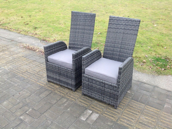 Dark Grey Mixed Outdoor Wicker Rattan Garden Furniture Reclining Chair And Table Dining Sets 2 PC Chairs