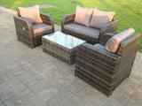 Grey Wicker Rattan Garden Furniture Set Lounge Sofa Reclining Chair Outdoor rectangular coffee table 4 Seater