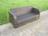 Grey Wicker Rattan Garden Furniture Set Lounge Sofa Reclining Chair Dining Table Outdoor Small footstools  7 Seater