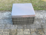 Dark Grey Mixed Rattan Footstool Patio Outdoor Garden Furniture With Thick Dark Grey Cushion