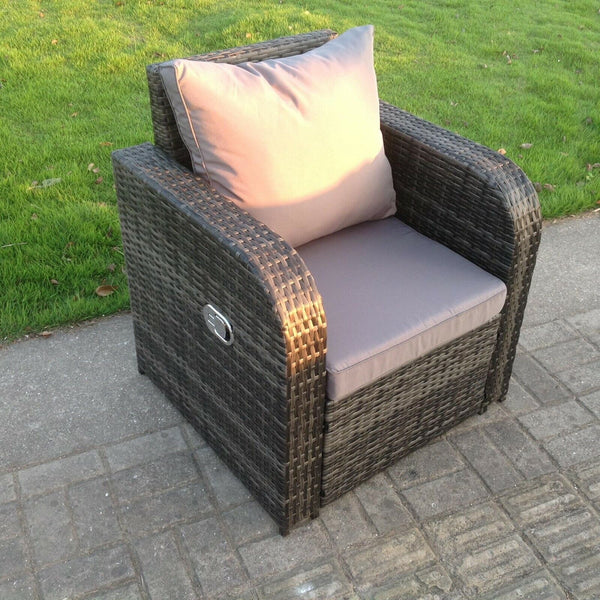 Single Reclining Rattan Arm Chair Patio Outdoor Garden Furniture With Cushion